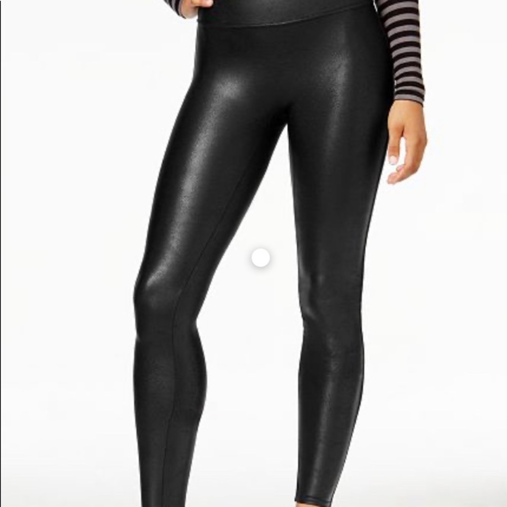 Spans Faux Leather Black Leggings, size M